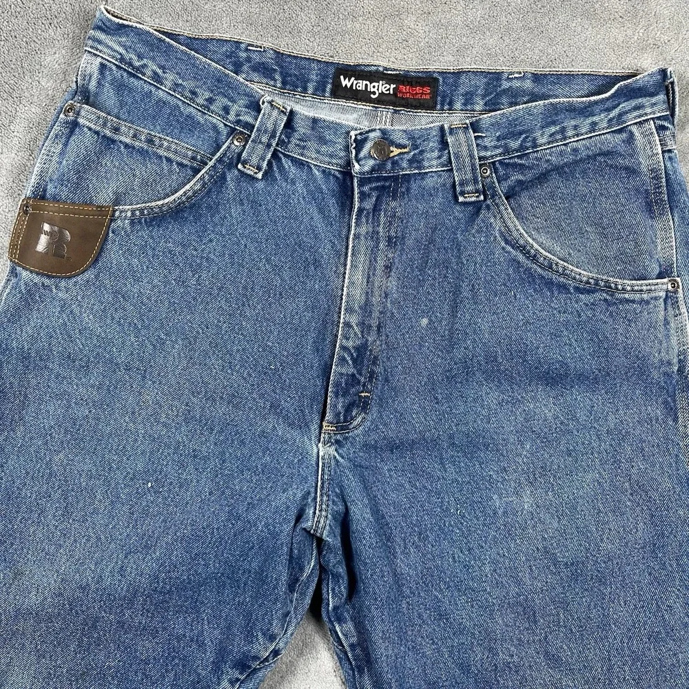 Wrangler RIGGS WorkWear Denim Mens Blue Jeans Carpenter Size 36x32‎ SEE PICS